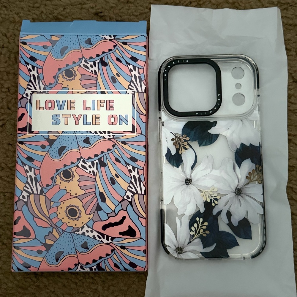 Blue Clear Floral Case for iPhone 17 Pro Phone